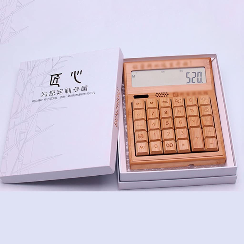 Calcolatrice da Ufficio, Calcolatrice da Tavolo, calcolatrici Calcolatrici Solari in Legno Calcolatrice da Tavolo con Funzione Standard con Ampio Display a 12 Cifre for Home Office School (Color : A)