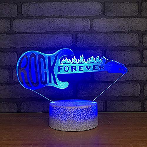 Preisvergleich Produktbild 3D LED Optische Täuschungslampen Nachtlicht Kreative Änderung Gitarrenform Leuchten Schreibtisch Büro Dekor Kinder Geschenke 7 Farben ändern