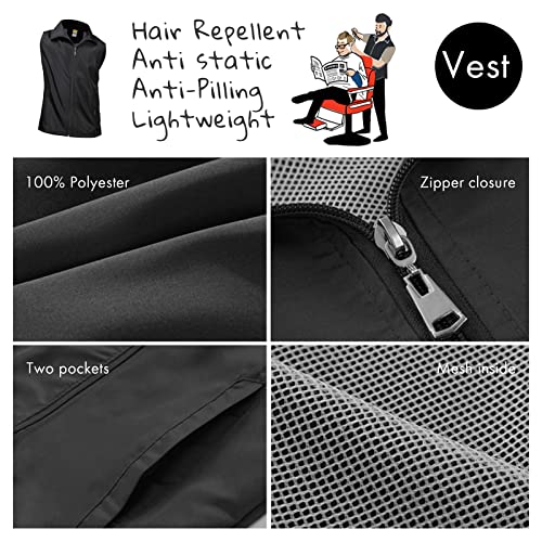 Custom Barber Smocks with Logo & Name - Personalized Polyester Vest, Unisex Workwear Jacket for Barbers & Stylists4