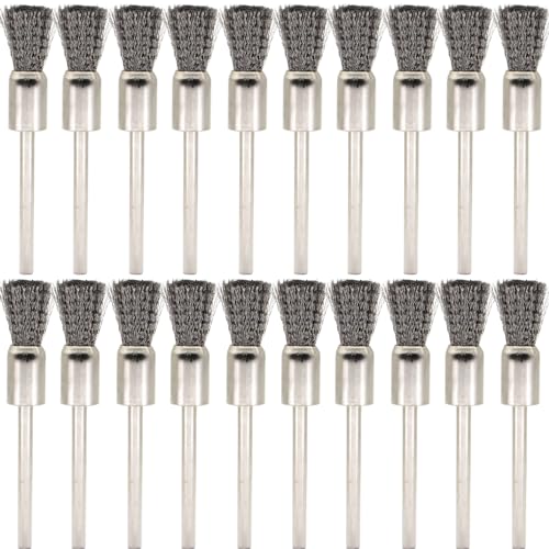 20PCS Wire Brushes - Metal Rust Removal, Polishing, Cleaning - 8mm Diameter, 3mm Shaft - Removes Burrs, Dust, and Oxide Layer - Handles Rough Surfaces - Designed for Industrial and DIY Enthusiasts