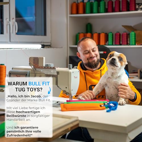Bull Fit Beisswurst für Hunde, 30 cm, mit Zwei Schlaufen - Sehr Robustes Hundespielzeug zum Training, Tauziehen und Zerrspiele mit Hund - Aus hochwertigem Baumwolle-Nylon handgefertigt (Schwarz)