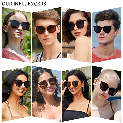 Dollger Classic Round Sunglasses for Women Men Big Black Retro Trendy Shades UV400 Sunnies Frame 6