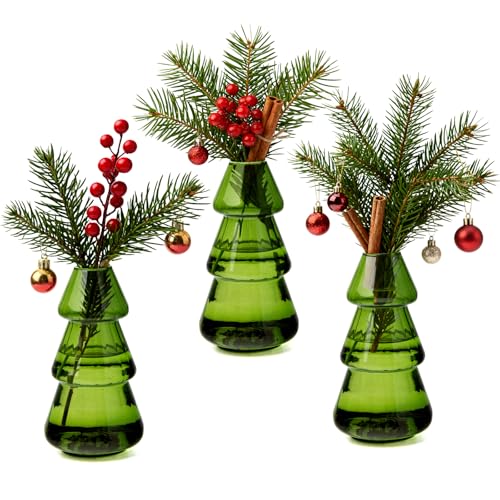 XXXFLOWER Kleine Glasvasen 3 Stück Set Kleine Vasen für Tischdeko...