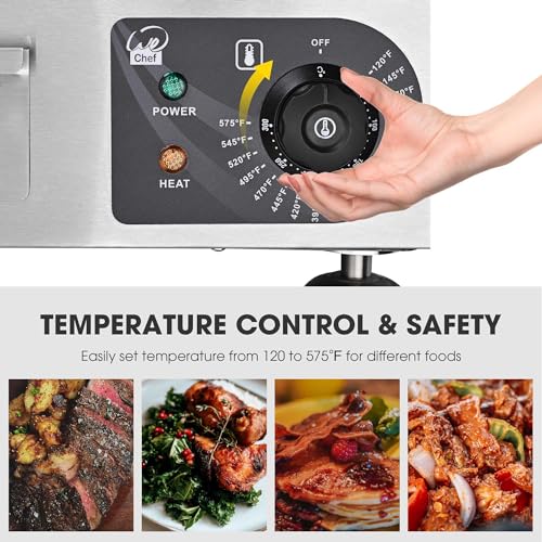 WeChef Commercial Electric Griddle 14" 1800W Countertop Griddle Flat Top Restaurant Grill Non-Stick Flat Temperature Control 122 to 572 Degrees - Thumbnail 2