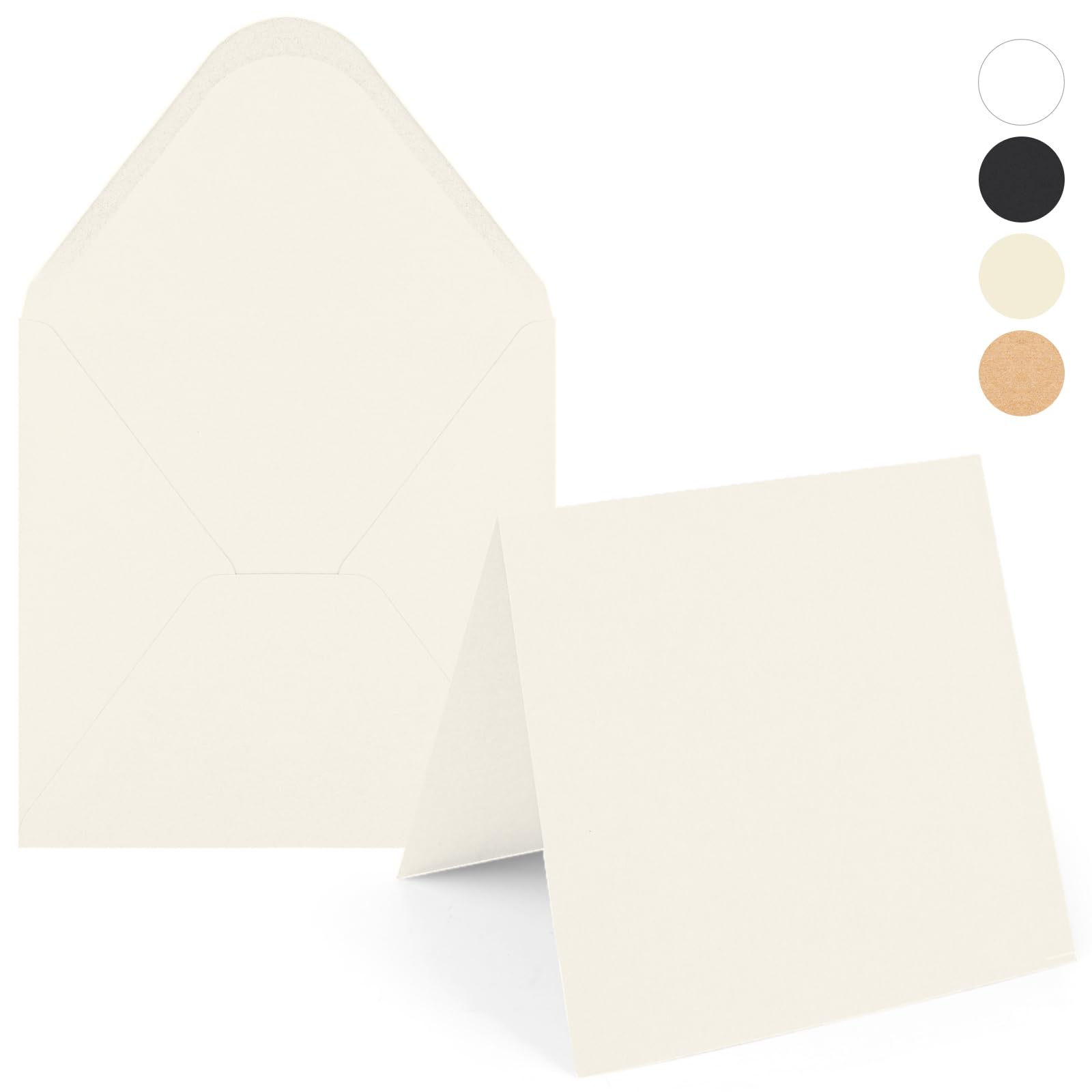 20PK 6X6 Ivory Blank Card Envelopes Set Square Folded Thank You Cards 300GSM Heavy-weight Printable Cardstock Tented Note Cards for Invitations