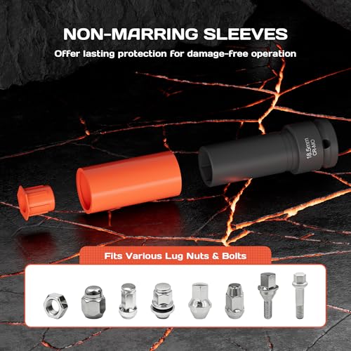 Image of 7-Piece 1 /2 inch Drive Lug Nut Impact Socket Set (16.5-22.5mm), Non-Marring Design for Swollen or Seized Wheel Nuts, CR-MO Steel