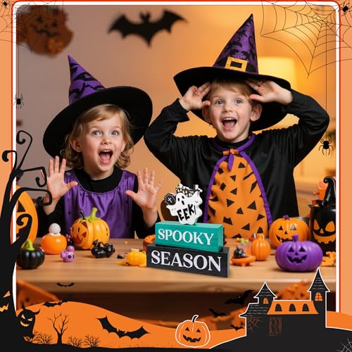 Image of 3 Pcs Halloween Wooden Decor, Spooky Season Decorations Gifts for Indoor