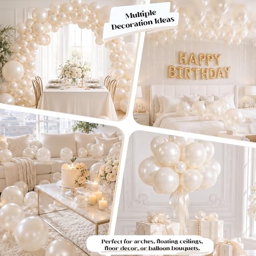 Image of Togvu Pearl White Sand Balloons, 50Pack 12 Inch Pearl Cream Beige Latex Party Balloons for Wedding Baby Bridal Shower Engagement Proposal Birthday Party Decorations