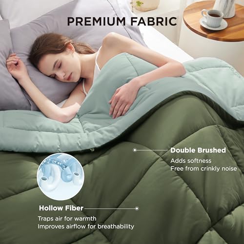 Image of Bedsure Comforters Oversized King -Duvet Insert Green /Light Green Down Alternative Comforter Quilted All Season Duvet- Machine Washable(Green /Light Green,Oversized King 96x116 Inches)