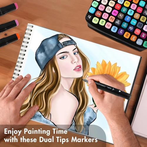 Image of like it 48 Colour Art Markers Set, Dual Tip, Brush & Fine, Sketch Marker, based Brush Markers for Sketching, Adult Coloring, and Illustration (48)