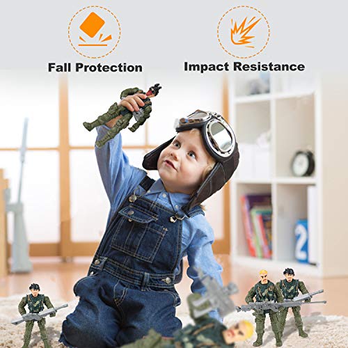 Hautton Soldier Action Figures Toy, 8 Army Men with Weapons Accessories, Removable Body Adjustable Arms Legs Military Playset for Boys Girls Kids Children