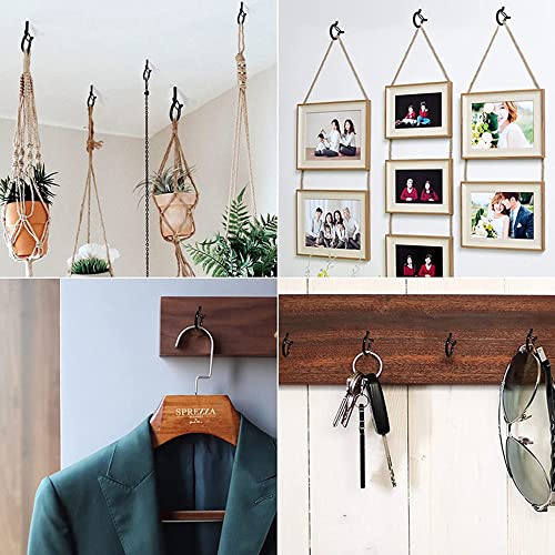 YUNYAN Heavy Duty Screw Hooks Stainless Steel Pack of 10 Hanger Hook Screws Screw Hooks Black for Hanging Plant Baskets Bird House Fairy Lights Wind Chimes - Image 4