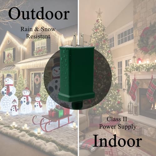Image of Power Supply TS-60W290V Class 2 Transformer 29V 0.207A 6W Raintight IP44 US Plug Connector 1 /2in 12mm Adapter Replacement for TS-LU6W LED String Light Holiday Lighting Christmas X-Mas Tree