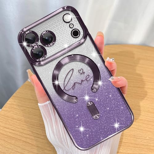 Image of ZIYE Magnetic Case Designed for iPhone 17 Pro Glitter Case-Purple