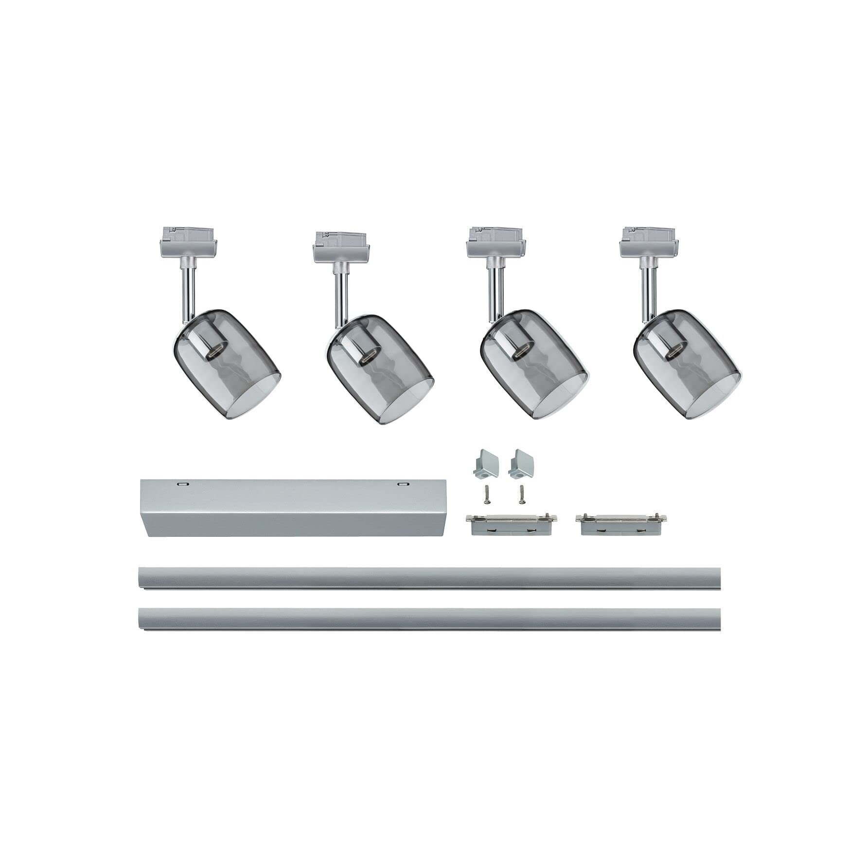 Paulmann 96899 Kit système rails URail Blossom max. 4x10 watts Rail lumineux Chrome mat, Chrome, Verre fumé Éclairage de plafond Métal, plastique Rail de plafond G9