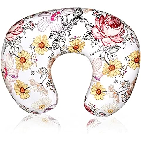 HNHUAMING Floral Nursing Pillow Cover, Breastfeeding Pillow Slipcover for Baby Girls, Soft Snug Fits On Newborn Feeding Pillow Case Cover