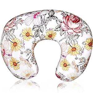 HNHUAMING Floral Nursing Pillow Cover, Breastfeeding Pillow Slipcover for Baby Girls, Soft Snug Fits On Newborn Feeding…