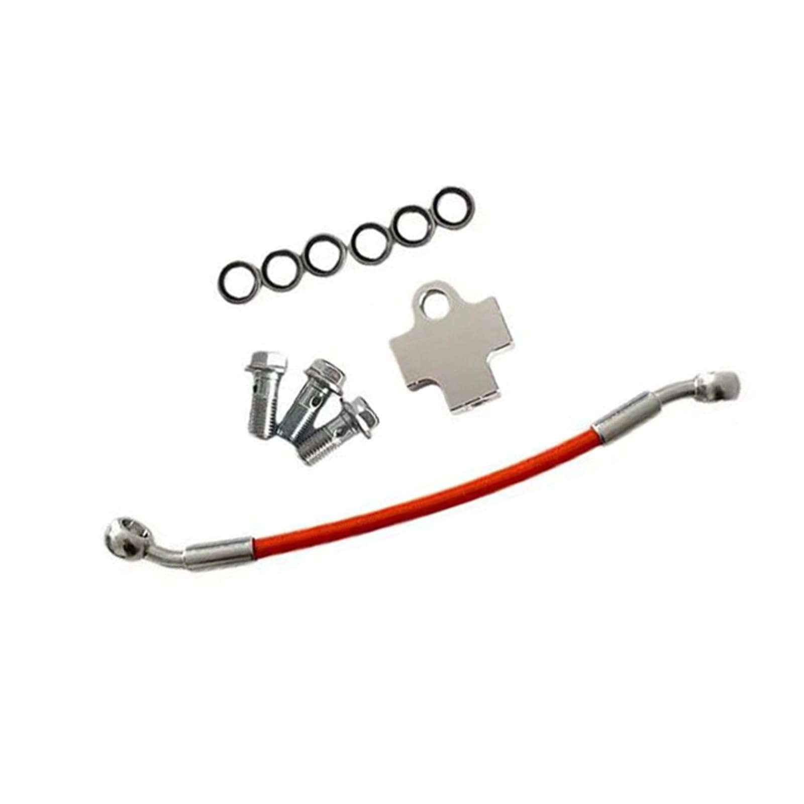Motorbike Brake Line 28°-28° 10cm-500cm Motorcycle Accessories 3 Way Adapter Connector Clutch Hydraulic Oil Pipe Brake Line Hose M10X1.25(10cm)