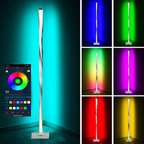 Lámpara de pie de esquina LED, lámpara de pie moderna con atenuación para el hogar, luz de suelo decorativa con control remoto RGB para sala de estar, dormitorio, fiesta, luz nocturna,Weiß 1,RGB