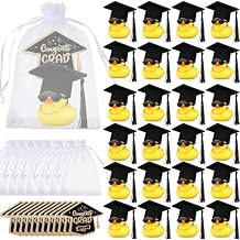 Hollowfly 24 Sets 2026 Graduation Gifts Graduation Rubber Ducks with Grad Cap Sunglasses Chain, Grad Party Favors Bulk for College Party Decor