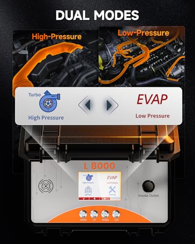 Image of ANCEL L8000 EVAP&Turbo High Pressure Automotive Smoke Machine Leak Detector | 0.5-20 PSI output coverage, built-in pump, LCD and button controls, precise pressure control, adjustable smoke duration