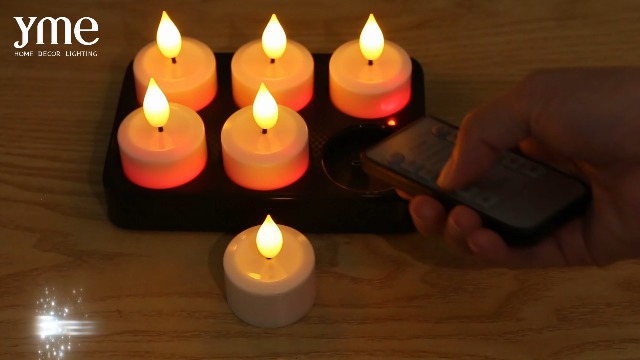 Image of Yme Rechargeable Tea Lights with Remote & Timer, Charging Dock | LED Battery Operated Flickering Flameless, Electric Votive Tealights Candles, for Home Holiday Wedding Party Decor, 6 Pack