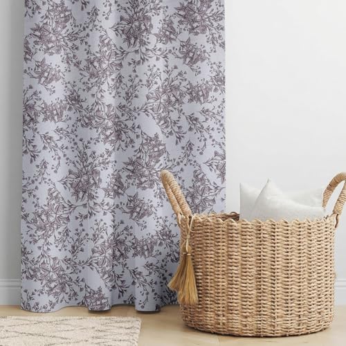 Image of LINENWALAS Cotton Sheer Curtains for Window - Light Filtering 6 Feet Set of 2, Aesthetic Cafe Curtain Floral Printed Drapes with Grommet Hanging - (L 6FT x W 4.5FT, Brown Botanical)