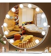 Hasipu Hollywood Vanity Mirror with Lights, 20" x 20" Make up Mirror, Light up Mirror with 10X Ma...