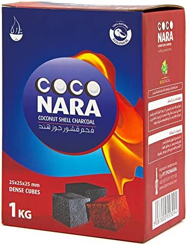 Coco Nara Hookah Shisha Natural Charcoals, 1Kg Big Cube