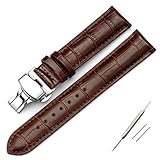 11Straps【Dバックル付属】本革製 クロコダイル型押し 時計ベルト【バネ棒&バネ棒外し付属】 (18mm, ダークブラウン)