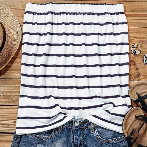 Generisch Top Mujer Sexy Camiseta sin Tirantes Bandeau sin Tirantes con Patrón de Rayas sin Mangas para Vacaciones Suelta Camisa Camisa de Tirantes para Mujer Adolescente Tops Verano, Blanco, XXL