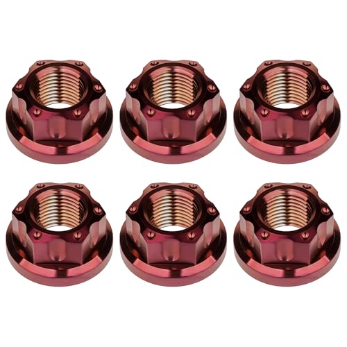 Image of Titanium M6 M8 M10 M12 M14 M16 Flange Bolt Nut Bicycle Motorcycle Rear Axle Car Modification Accessories Pack of 6 (M14 Pitch 1.5mm, Burgundy)