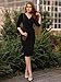 AISIZE Women's 1950S V-Neck 3/4 Sleeve Ruffle Design Cocktail Pencil Dress Black