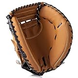Gracfulcub Baseball Catcher Glove,Softball Catcher's Mitt for Kid Youth Aldult Baseball Training,Comfortable Durable,Left Hand Glove (Brown, 33 Inch)