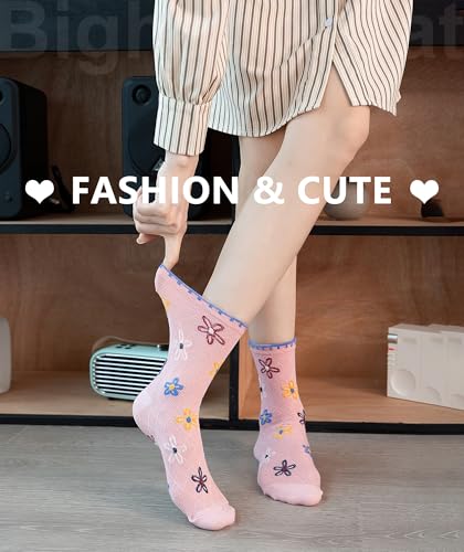 Image of IIG Womens Novelty Cotton Crew Socks Cute Animals Socks Fun Flower Socks (fit women's shoe size 5-9)
