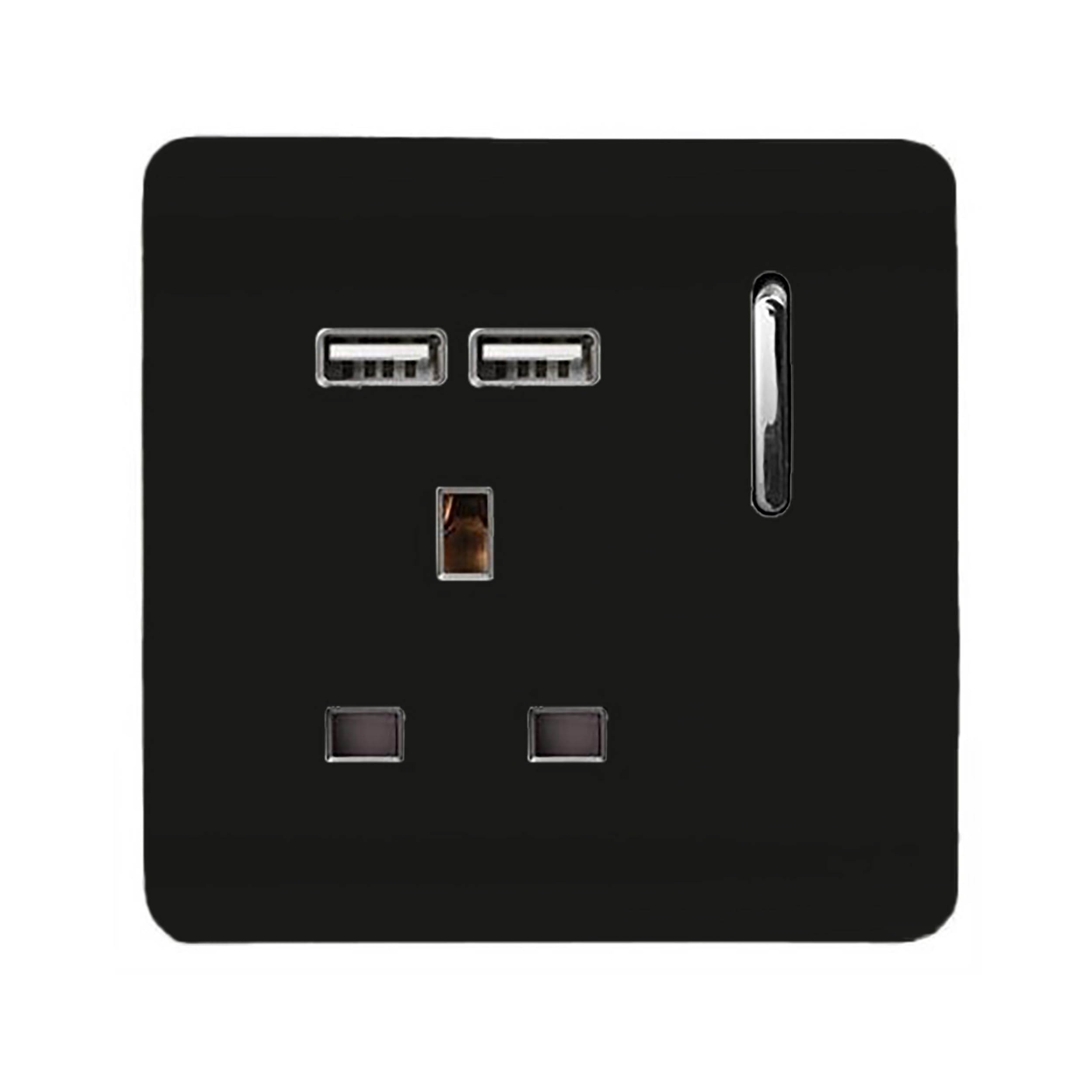 Trendi Switch Black 1 Gang Usb 2100Ma Plug Socket In Piano