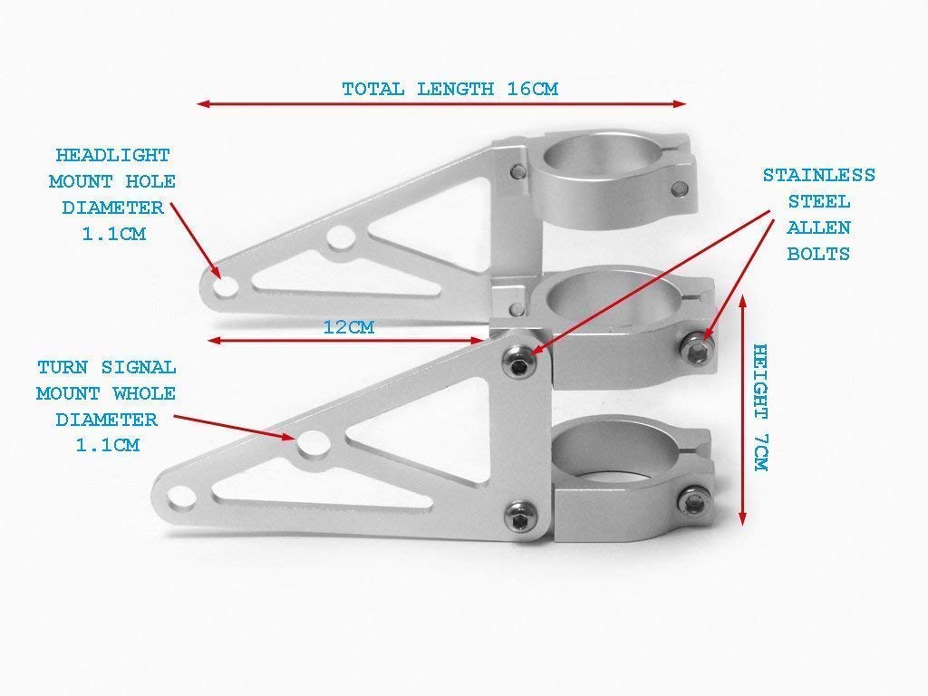 Support De Phare Moto Universel Inox LSL CLUBMAN Pour Tube De Fourche O 35 A 55mm Sans Support De Clignotants