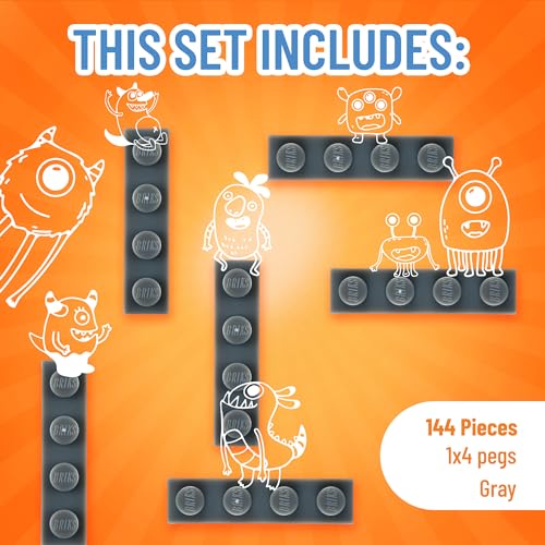Image of Strictly Briks Classic Bricks Starter Kit, Gray, 144 Pieces, 1x4 Inches, Building Creative Play Set for Ages 3 and Up, 100% Compatible with All Major Brick Brands