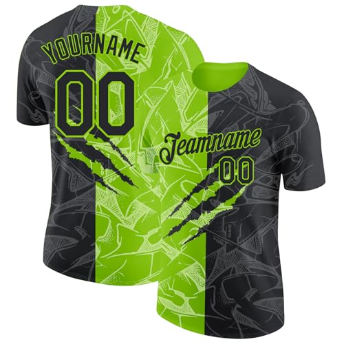 Personalized Green And Black Baseball Shirts For Adults Kids, Custom Team Jerseys With Name Number Patch For Bowling Golf Softball Baseball, Design Your Own T-Shirts For Family Business Club Bar Pub