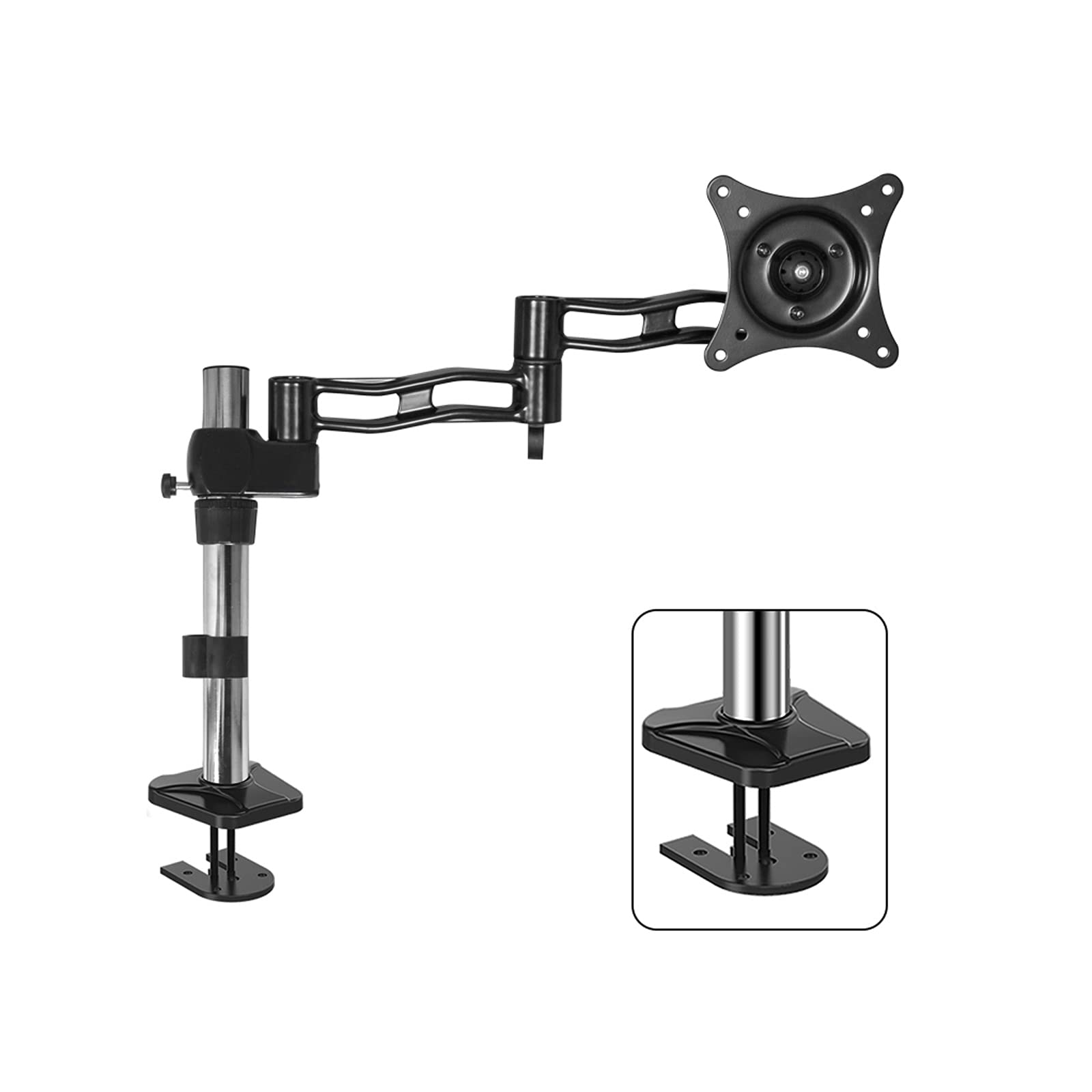 Aioneer Monitor Desk Mount Single Monitor Stand Arm Adjustable 15"-27" Long Arm Monitor Desk Mount Monitor Stand Mount With Clamp And Grommet Kit, Mount 75/100Mm Computer Monitor-C-Grommet Base