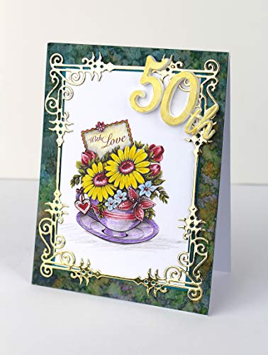 Say it with Flowers Greyscale Collection Paper Pad, Paper Craft Pads, Card Making Kit, Makes 120 Card Toppers, Works with Dies - Thumbnail 2