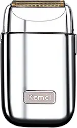 KEMEI Aparadores Elétricos Profissionais para Homens, Barbeador Elétrico Recarregável USB, Lâminas de Titânio de Lítio, Aparador de Barba Facial (TX1 Prata)