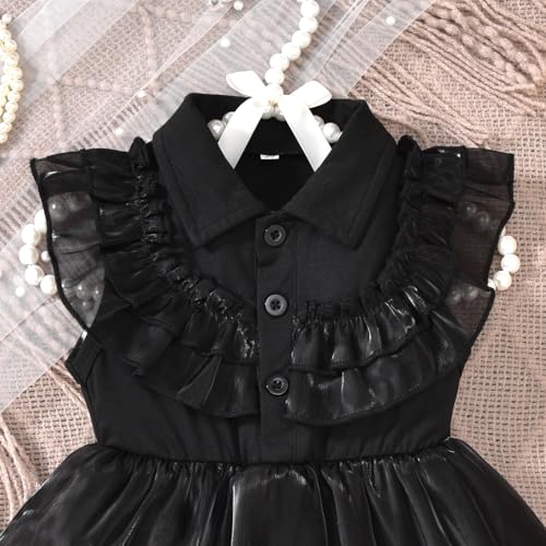 Unutiylo Baby Girls Halloween Dress Sleeveless Ruffle Black Party Tutu Dress 6M-4T3