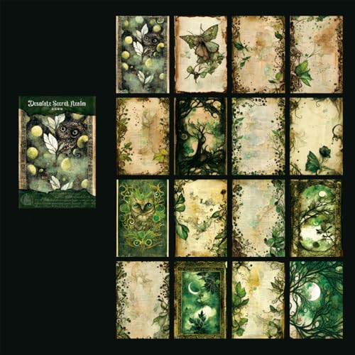 16 Muster in 48 Stücken Trostloses Geheimes Reich Bereich Scrapbook Vintage Motive Dekoratives Papier Journaling Supplies für die Herstellung von Junk Magazine Dekor Album Hintergründe