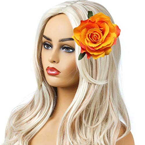 FRCOLOR 8Pcs Hairpin Hair Clips, Cloth Brooch Pin Bride Breastpins Hair Accessories (Orange), 10x4.8cm