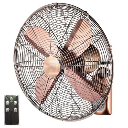 RAGOPILEN Ventilador de pared， Ventilador de pared oscilante de metal industrial retro con control remoto, 3 velocidades y 3 modos.