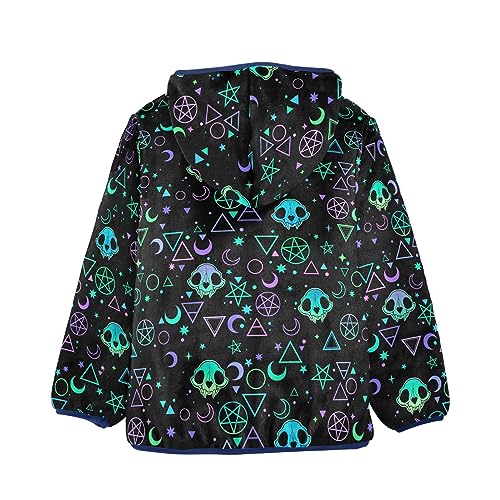 Magic Symbols Skulls Boys Fleece Hoody Jacket Zip Up Coat Warm Fall Winter Plush Jacket Long Sleeve Outerwear2