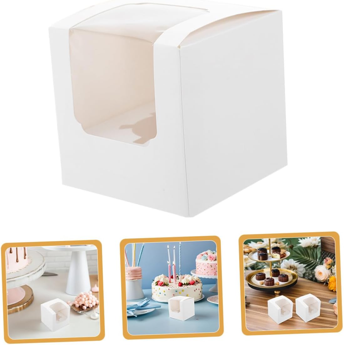 LABRIMP White Cupcake Boxes with Inserts 40pcs Individual Mini Cake Carriers Paper Containers for Wedding Party Dessert Packaging