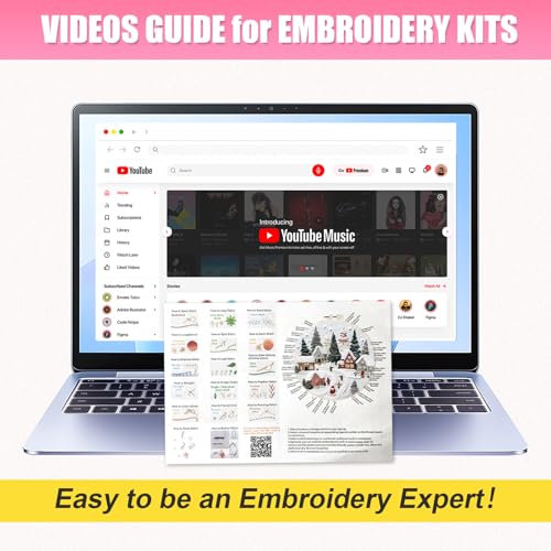 Image of Huacan Embroidery Kit for Beginners Adults, Easy Needlepoint Kits for Adults with Stamped Embroidery Patterns. (Village)