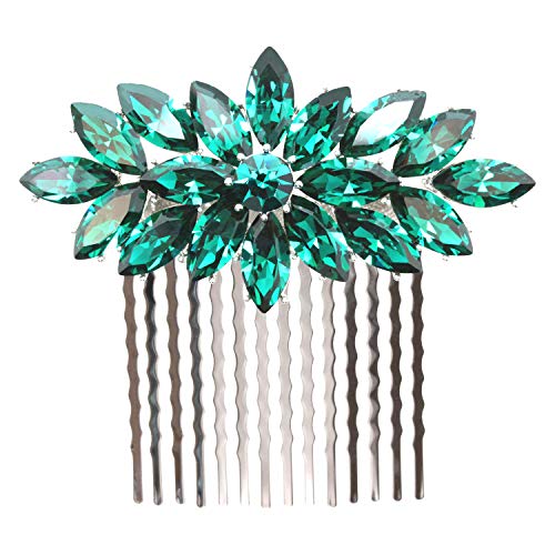 Peine Faship con cristales de rhinestone verde miniatura 1